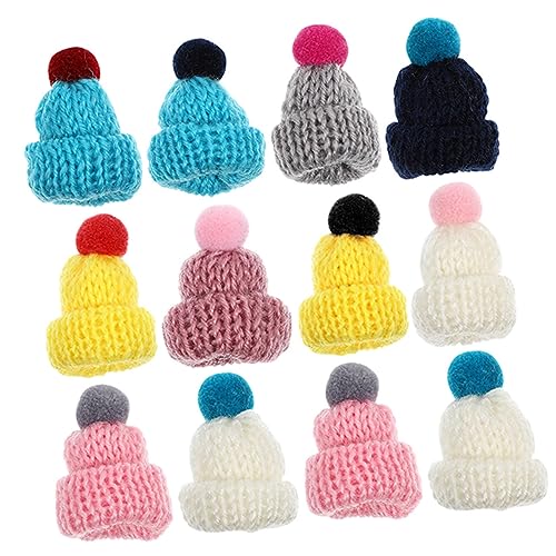 PHENOFICE 12St Mini-Hut fleecemützen strickmützen Weihnachtsflaschen-Hutkappen dekorative Lutscherkappen Puppenbastelhut Mini-Hüte verschleißfeste Puppenhüte entzückende kleine Hüte Stricken von PHENOFICE