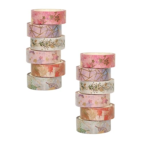 PHENOFICE 12st Bedrucktes Washi Tape Streifenbanddekor Album-klebeband Fotoalbumband Dekoratives Bastelband Autodekoration Fotoband Mehrzweck-washi-tape Washi-tape- Autoaufkleber Papier von PHENOFICE