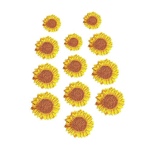 PHENOFICE 12st Gestickter Sonnenfleck Individuell Gestickter Aufnäher Sonnenblumen-kleiderflicken Stickerei Sonnenblumen-stickpatch Gestickte Applikationen Diy-kleidungszubehör Stoff von PHENOFICE