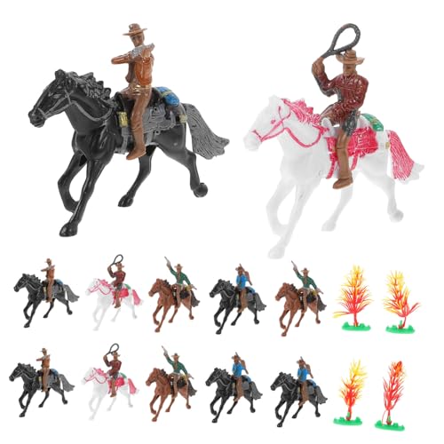 PHENOFICE 12st Puppenmodell Action Figur Heimdekorationen Miniaturdekoration Pferdestatuendekoration Cowgirl-actionfigur Westliche Modelle Tischdekoration Wildwestfiguren Reiterfigur Plastik von PHENOFICE