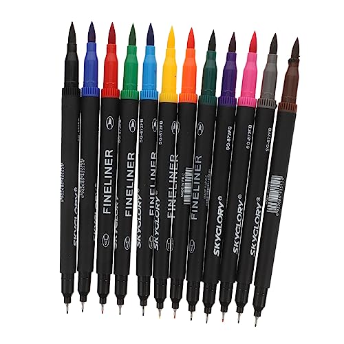 PHENOFICE 12st Stift Unterschreiben Stift Mit Feinen Details Kreative Doppelköpfige Stifte Microline-stifte Modische Marker Praktische Markierungen Marker Mit Feiner Spitze Plastik von PHENOFICE