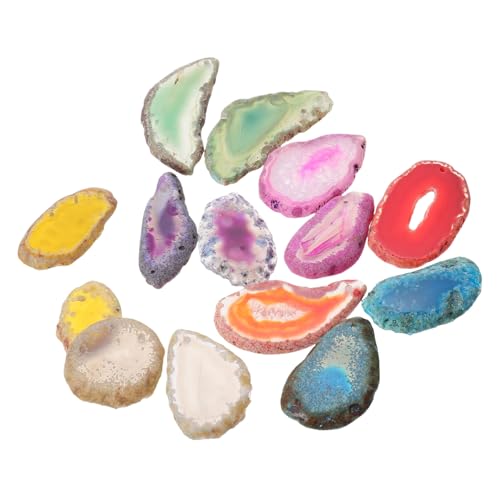 PHENOFICE 14 Stück Poröse Achatscheiben schmucksteine gemuse Agate Schmuckanhänger jewel gems Achat Anhänger Zubehör herstellen DIY natürliches Edelsteindekor Halsanhänger natürlicher Achat von PHENOFICE