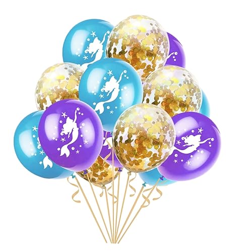 PHENOFICE 15 Stück Meerjungfrauen Ballon Set Transparente Konfetti Ballons Dekorative Luftballons Für Geburtstagsfeiern Babypartys Brautpartys Und Hochzeiten von PHENOFICE