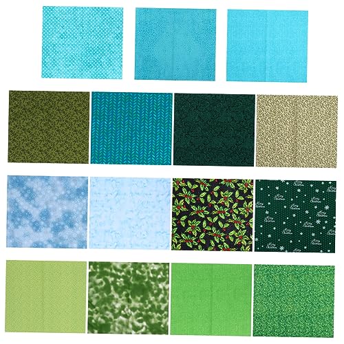 PHENOFICE 15St Gelbes Patchwork-Set Stoff zum Quilten Stoffbündel zum Nähen Stoffquadrate zum Nähen Steppstoff bastelkasten bastelmaterial Patchwork-Tuch Steppmaterial Baumwolle Green von PHENOFICE