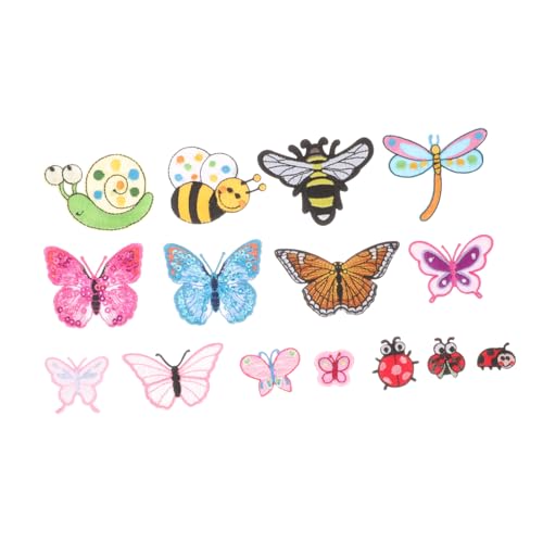 PHENOFICE 15St Stickerei mit Insektentieren Blumendekoration Kleidung Patch gestickt Flecken repair patch reparaturflicken Aufnäher Patches mit Schmetterlingsmustern Polyester-Kleiderflicken von PHENOFICE