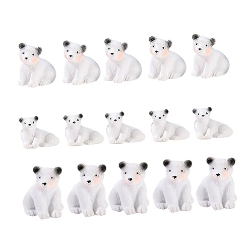 PHENOFICE 15st Eisbär Aus Harz Mini Bärenfiguren Geflügeltierdekoration Fee Kuchendekorationen Halloween-Spielzeug Gartendekoration Mikrolandschaftsfiguren Meerestier-modellspielzeug Weiß von PHENOFICE