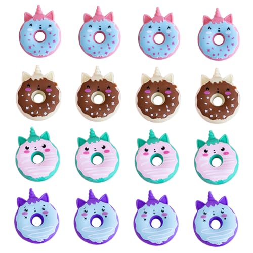 PHENOFICE 16 Stücke Mini Radiergummis Einhorn Donut Süße Cartoon Radiergummis für Schüler Bastelbedarf und Halloween Deko Zufällige Designs von PHENOFICE