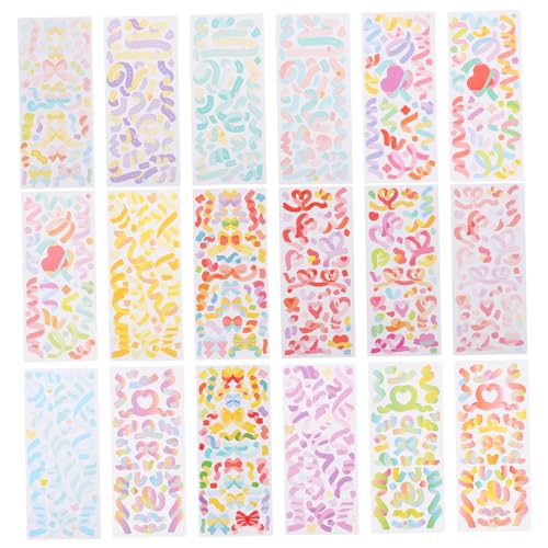 PHENOFICE 18 Blätter Regenbogen-Aufkleber Blumenaufkleber Konfetti-Aufkleber Kawaii-Aufkleber Scrapbooking Sticker Scrapbook Stickers Heimtextilien Handwerk Selbstklebende Aufkleber Papier von PHENOFICE