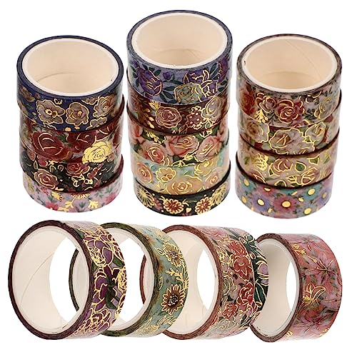 PHENOFICE 18 Rollen Aufkleber Geschenkverpackungsband Mit Goldprägung Bedruckte Klebebänder Retro- Washi-papierklebeband Mit Goldblockierung Washi-klebeband Japanisches Papier von PHENOFICE