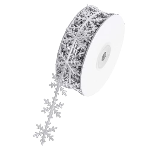 PHENOFICE 1Stk Schleife Schneeflockenband Schneeflocken Weihnachtsband Weihnachtsbastelband dekoratives Band Kranzband ribbon bandfeile Wickelband geschenkband Polyester Silver von PHENOFICE