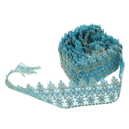 PHENOFICE 1Stk Stickerei Spitze Kleidung zum Nähen von Spitzen bestickter Blumenbesatz Hochzeitsvorhänge graceling home decor Kleid Dekoration Spitzenband Nähband für Kleidung Polyester Blue von PHENOFICE