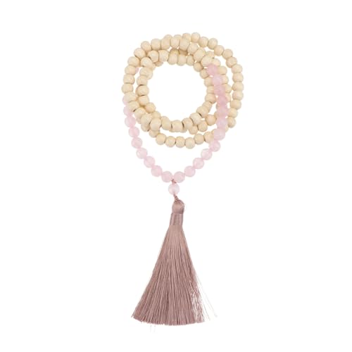 PHENOFICE 1stk Quaste Holzperlen Dekorative Perlengirlande Bauerngirlande Perlenquaste Quaste Hängendes Dekor Boho-halsketten Hängende Perle Boho-Halsband Korn Perlenarmband Stein Rosa von PHENOFICE