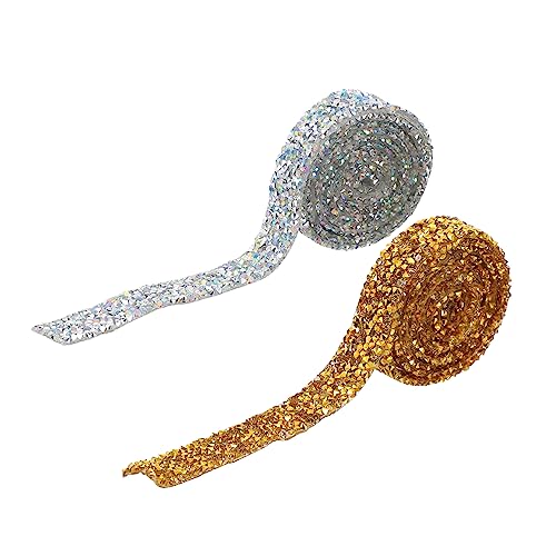 PHENOFICE 2 Packungen Diamantkette Diamantband Strassbandbesatz Bling-mesh-band Diamant-ziergürtel Scrapbook-verzierungen Hochzeitsdekoration Strass Kuchenband Bling-band Strasssteine von PHENOFICE