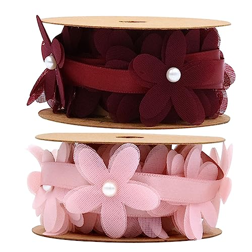 PHENOFICE 2 Rolle hochzeit spitzenbänder Hochzeitsband Schleife Spitzenband Blumenbesatz selber machen Hochzeitsdekoration ribbon wedding decoration Geschenkbänder Geschenkband aus Stoff von PHENOFICE