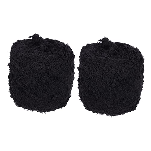 PHENOFICE 2 Rollen Flaum Garn Für Babydecken Faux Sperriges Garn Flauschiges Fuzzy-garn Grobes Chenille-garn Strickgarn Häkeln Auswechselbares Gestrick Wollgarn Pelzgarn Korallenvlies Black von PHENOFICE