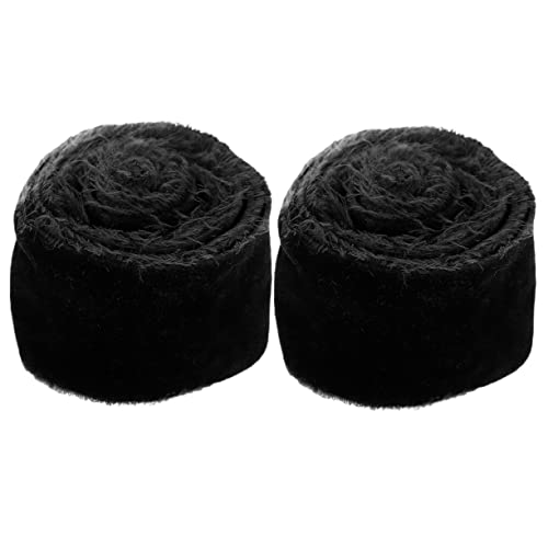 PHENOFICE 2 Rollen Samtband reißen breites Stoffband Band für die Party Kuchenband Geschenkband Schleife christmas ribbon stoffband weihnachten Geschenkschleifband Partyband Polyester Black von PHENOFICE