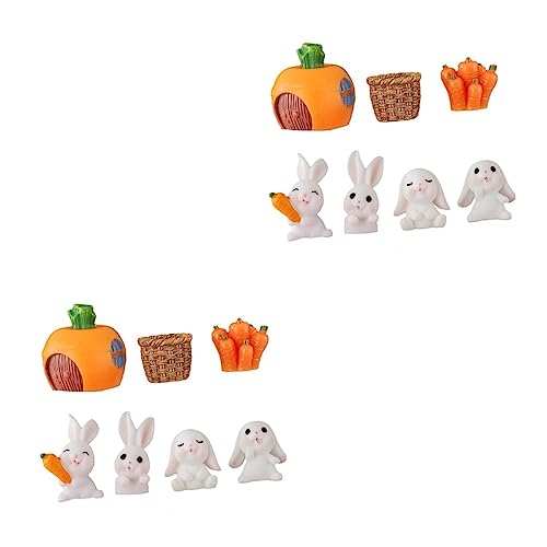 PHENOFICE 2 Sätze Kuchendekoration Mini-Dekor Mini-Hasenfigur chinesisches Dekor Figuren für Kinder hasenfiguren animal figures Zubehör für Hasengeburtstagsfeiern Kaninchen-Ornamente PVC von PHENOFICE