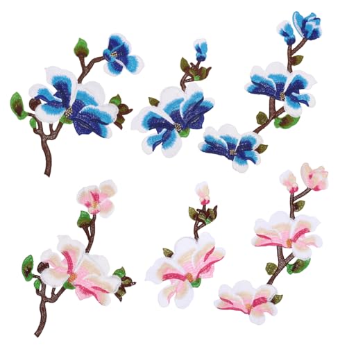 PHENOFICE 2 Sätze Patch bestickte Aufnäher für Kleidung Blumenflecken nähen Applikation mit Blumenstickerei blumenmuster flicken gestickte Applikation magnolia kleidungsabzeichen Polyester von PHENOFICE