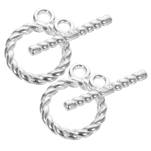 PHENOFICE 2 Sätze Verschlüsse Für Die Herstellung Von Armbändern Armband Knebelverschlüsse Armband-endverschlüsse Halskette Verbindungsverschlüsse Runde Knebelverschlüsse S925 Silber Silver von PHENOFICE