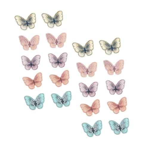 PHENOFICE 20 Stück Simulation Stickerei Schmetterling Stickerei Patch Bestickt Patch Kleidung Zubehör Kleidung Dekoration Schmetterling Stickerei Applikation Patches Kleidung Applikation von PHENOFICE