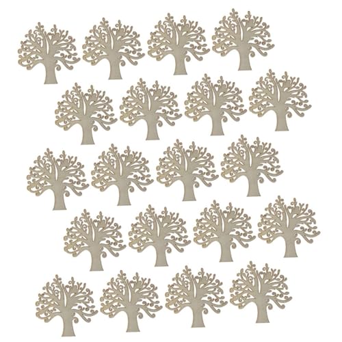 PHENOFICE 20St holziger Baum baumschmuck zum selber basteln Baumverzierung für kinder geschenketueten kinder Baumform holzverzierung selber machen manuelles Zubehör hölzern Beige von PHENOFICE