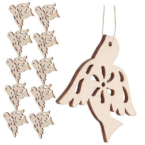 PHENOFICE 20St vogelschmuck aus holz selber machen weihnachtsbaumdeko tannenbaum dekoration Vogelausschnitte leer unvollendete Ornamente Form einer Friedenstaube unfertige Taubenholzspäne von PHENOFICE