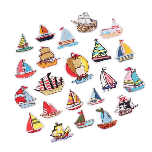 PHENOFICE 23St Segelpatch Stoffzubehör Segelboot- Stickaufkleber Stickerei-Aufkleber handmade aufnäher sewing accessories gestickter Aufnäher Applikation mit Segelbootmuster Polyester von PHENOFICE