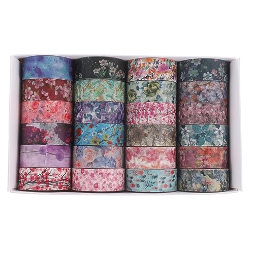 PHENOFICE 24 Rollen Dekorative Washi-klebebänder Dekoratives Klebeband Bastelband Klebeband Aus Papier Scrapbooking-klebeband Blumen-washi-tape Tagebuch-stempelband Japanisches Papier von PHENOFICE