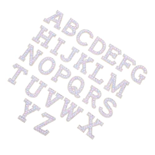 PHENOFICE 26 Stk Perlenstoff-aufkleber Stoff-aufkleber-patch Alphabet Gestickter Aufnäher Abzeichen Annähen Kleidungsflicken Buchstaben-kleidungsflecken Buchstaben-stickerei-patch Polyester von PHENOFICE