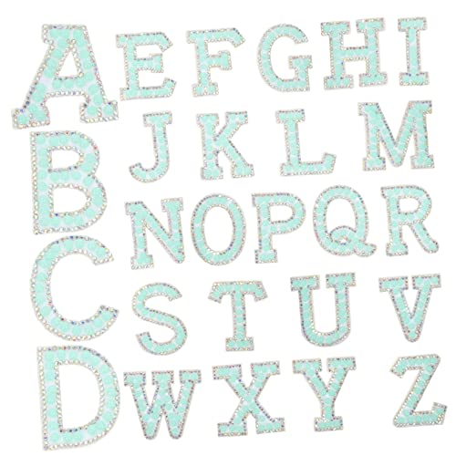 PHENOFICE 26st Perlenstoff-aufkleber Bling-buchstaben-patch Flash-kostüm Kuchendekorationen Nähpflaster Buchstabenaufnäher Für Kleidung Patch Aufnähen Exquisiten Patch Nähen Abs Sky-blue von PHENOFICE