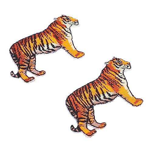 PHENOFICE 2St Banner Denim Tiger-Stickerei-Patches Kostüm Tigerjahr Aufnäher Kleidungsstück Patch Cool tiermotive bastelzeug bügelei Kleidungsstickpatch Patch mit Tigermuster Rayon Colorful von PHENOFICE