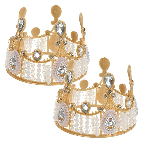 PHENOFICE 2St Kuchen Krone geburtstagstorte krone kleiner Kronenschmuck Kuchenkrone für die Babyparty Babykrone party sachen partydekoration Kuchendeckel Kuchenkronenverzierung Acryl Golden von PHENOFICE