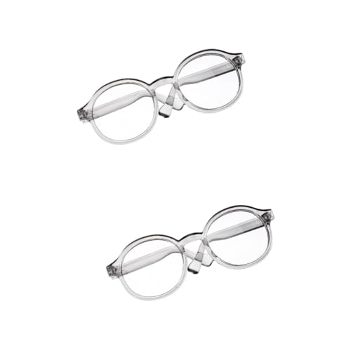 PHENOFICE 2St Puppenbrille puppenkleidung Puppen Kleidung Puppenmode Kreisbrille Sonnenbrille mit klaren Gläsern schnapsgläser Brillenspielzeug zum Anziehen Brillen für Puppen Plastik Grey von PHENOFICE