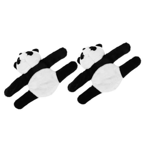 PHENOFICE 2St Slap- -Spielzeug Panda-Armband Slap Armband Partybevorzugung Tierarmband Armbinde handgelenkbandage Party-Slap-Armbänder ausgestopfte Tierarmbänder Schlagbänder Plüsch Black von PHENOFICE