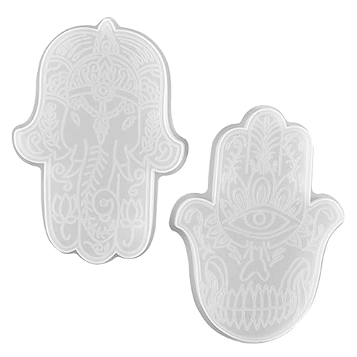 PHENOFICE 2St Tischform Untersetzer für den Esstisch Hamsa Handform Form DIY-Desktop-Ornament Glückspilz Dekor silikonform silikonmuffinformen Epoxid-Gießformen Mehrzweckform Kieselgel Weiß von PHENOFICE