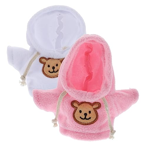 PHENOFICE 2st Austauschbare Bärenkleidung Plüsch Kapuzenpullover Mit Ausgestopftem Bären Mini-Puppen Tragen Kleidung Zubehör Bärenpuppen-Hoodie Mini-bär-puppenkleidung Bärenkostüm Stoff von PHENOFICE