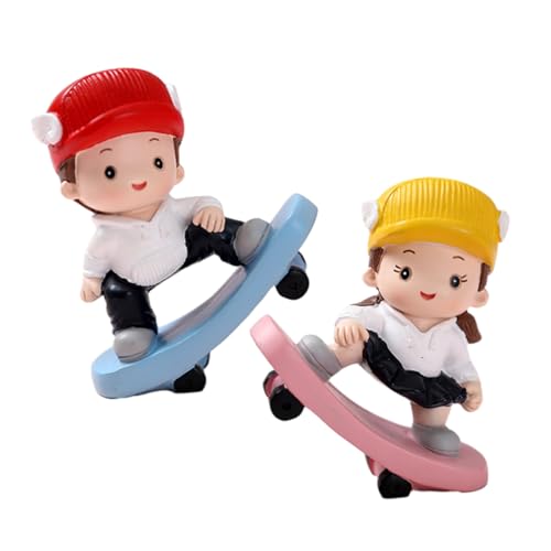 PHENOFICE 2st Autohandwerk Gefälschte Mädchenfigur Modell Einer Jungenstatue Statue Cupcake Topper Statue Kuchen Dekor Kleine Mädchenfigur Kleine Kinderfigur Kuchendeckel Harz von PHENOFICE