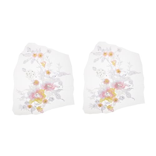 PHENOFICE 2st Kleidungsdekorationszubehör Blumenverzierung Spitzen-perlen-patch Gestickte Aufnäher Kleid Dekor Blumendekor Aufnähen Dekorativer Aufnäher Blumenaufkleber Weiß Polyester von PHENOFICE