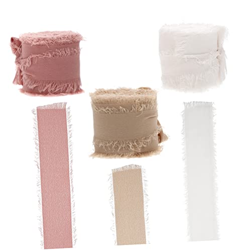 PHENOFICE 3 Rollen Chiffon-Gürtel mit ungesäumten Kanten Verpackungsband für Heimwerker Dekoratives Geschenkband Papier seidenband ribbon hochzeitsdekoration bastelset Geschenkbanddekoration von PHENOFICE