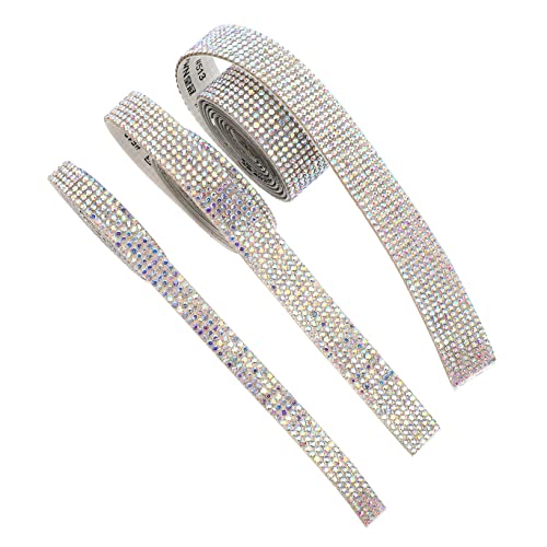 PHENOFICE 3 Rollen Selbstklebende Strasssteine Diamantkettenbesatz dekoratives Strassband Selbstklebende Strassbänder DIY Dekoration mit Strassbändern DIY Craft Diamond Straps Bling-Bohrband von PHENOFICE