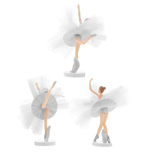 PHENOFICE 3 Sätze Kuchendekoration Tänzer Figur Statue Mädchenhafte Autodekoration Für Tänzer Ballerina-topper Ballerina-figur Spielzeug Für Mädchen Kuchenverzierung Pvc Weiß von PHENOFICE