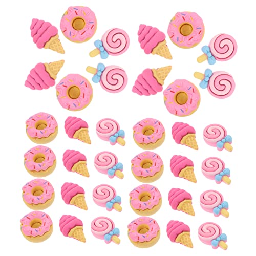 PHENOFICE 30 Stück Schmuck Dekoration Cabochons Kawaii Mini Eistüten Donut Eiscreme Charms Haarspange DIY DIY Donut Zubehör Handy Ornament Dessert Charms Harz von PHENOFICE