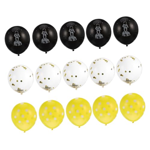 PHENOFICE Astronaut Luftballons Set Geburtstag Party Deko 10 Schwarze 10 Gelbe Gepunktete Und 10 Goldene Glitzerballons Für Weltraum Themenfeiern von PHENOFICE