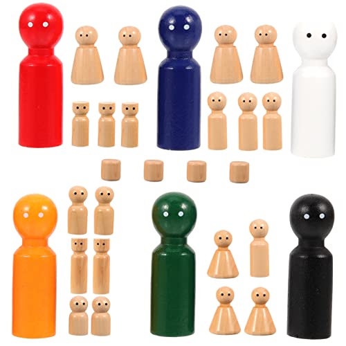 PHENOFICE 30st Bemalte Puppen Basteln Für Kinder Kinderspielzeug Peg-puppen Kinderaccessoires Für Mädchen Puppenspielzeug Malen Kinder Malen Spielzeug Figuren Spielzeug Für Kinder Holz von PHENOFICE