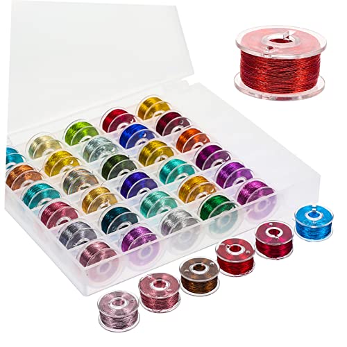 PHENOFICE 36 Rollen Stickgarn Praktische Nähfäden Metallfäden Naehstiche Garnrolle Zum Nähen Glitzernde Fadenstickerei Armbänder Faden Nähfäden Basteln Quiltgarnspulen Querfaden Polyester von PHENOFICE