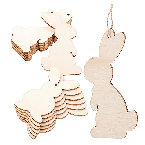 PHENOFICE 36St Kaninchen-Holz-Chip-Anhänger leere Häschenformscheiben Kinder malen Ausschnitt holzarbeiten selber machen holzfiguren holzscheiben DIY Tierkreis-Kaninchen-Ausschnitte Khaki von PHENOFICE