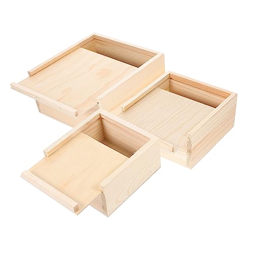 PHENOFICE 3Er-Box Schublade aus Holz Dekorative mit Deckel Tischdekoration schmuckkästchen storage boxes Holzkisten mit Schiebedeckel Zigarrenkisten leer aus Holz von PHENOFICE