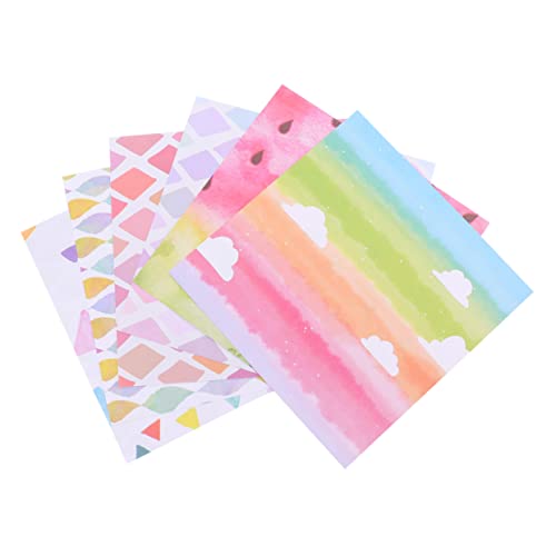 PHENOFICE 4 Packungen Buntes Aquarell Origami Papier 15 X 15 Cm Musterpapier Doppelseitiges Origami Papier DIY Origami Quadratisches Origami Papier Drucke Origami Papier Dekoratives von PHENOFICE