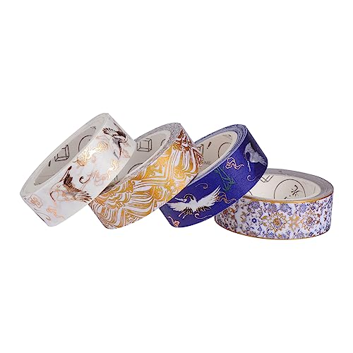 PHENOFICE 4 Rollen Heißpräge-Washi-Tape Folien-Abdeckband Blumen-Washi-Aufkleber Kranband the washi tape farbiges klebeband dekoratives klebeband selber machen Geschenkverpackungsband Papier von PHENOFICE