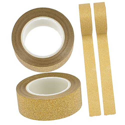 PHENOFICE 4 Rollen dekorative Bänder Washi-Tape für Kinder glitzerndes Abdeckband retro spiltt scrapbbok dekoratives klebeband für einklebebuch dekorative Washi-Klebebänder Papier Golden von PHENOFICE